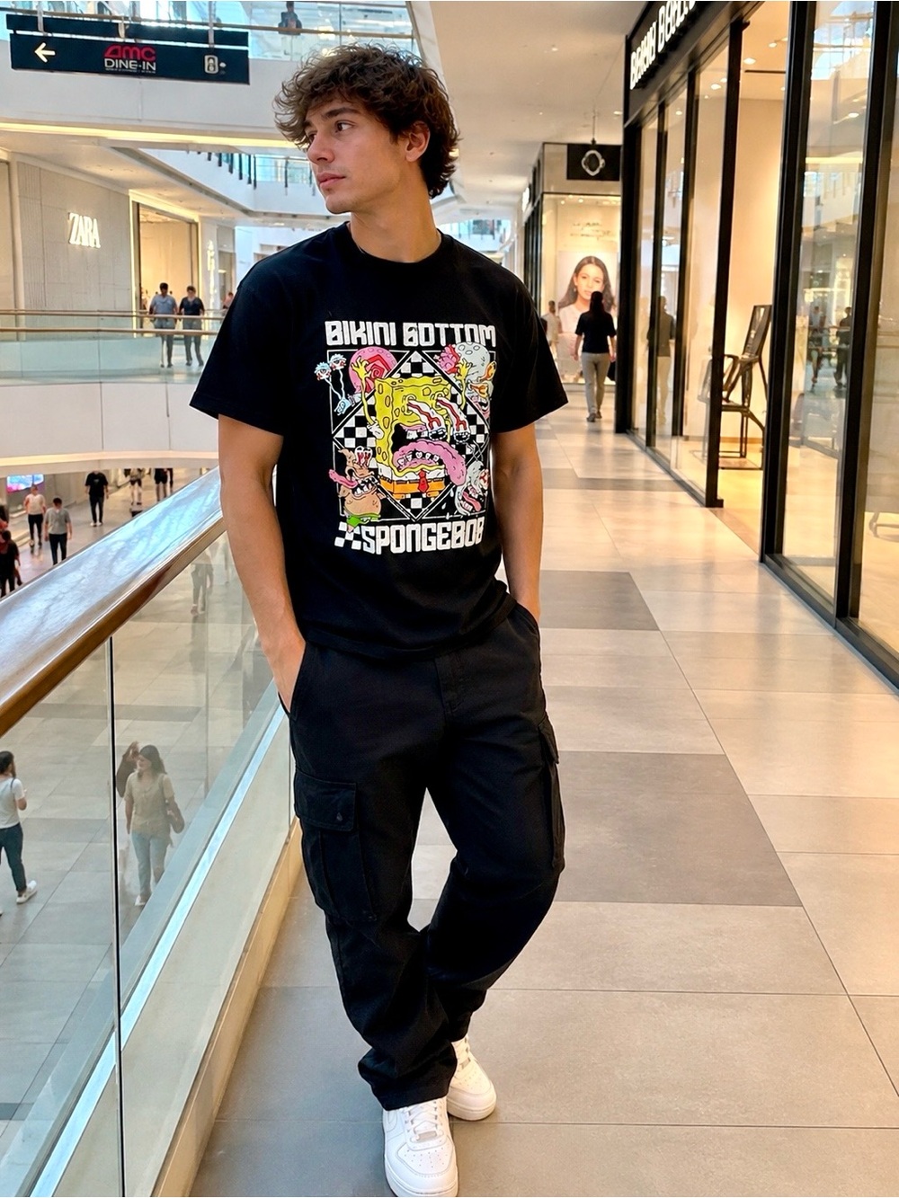 SpongeBob SquarePants Bikini Bottom Monster Graphic Black T-Shirt  Price: $34